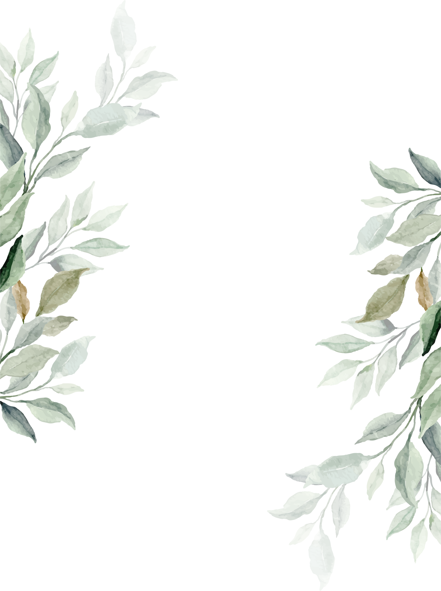 Watercolor Leaves Border